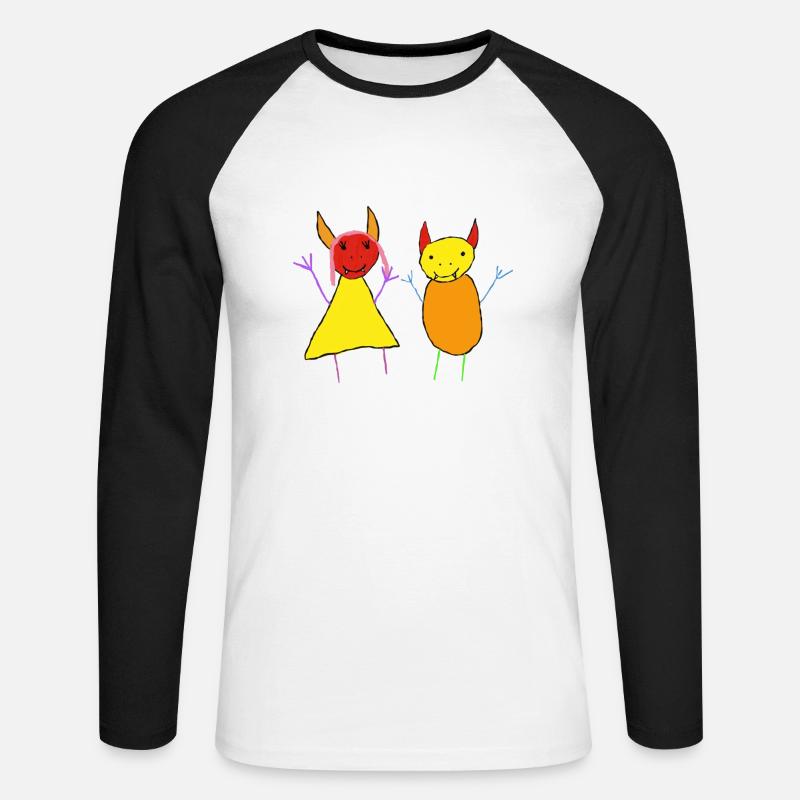 Teufel Paar - Devil Bunt - Monster - Unisex Baseballshirt langarm - Weiß/Schwarz