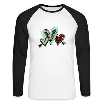 STAMPA ANIMALE CORAZON - Maglia da baseball a manica lunga da uomo - bianco/nero - Fronte - Nik (191cm)