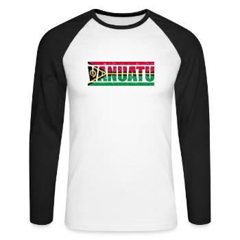 Vanuatu - Unisex Baseballshirt langarm - Weiß/Schwarz - Vorne - Nik (191cm)