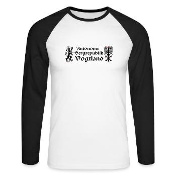 Vogtland autonom Greif Löwe Sachsen Bergrepublik - Unisex Baseballshirt langarm - Weiß/Schwarz - Vorne - Nik (191cm)