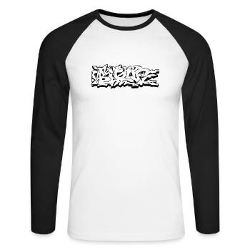 BIGUP Graffiti Streetart Bombing Style - Unisex Baseballshirt langarm - Weiß/Schwarz - Vorne - Nik (191cm)