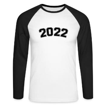 2022 - Unisex Long Sleeve Baseball T-Shirt - white/black - Front - Nik (191cm)