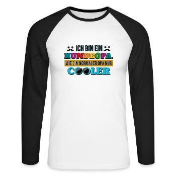 hund opa hunderasse großvater haustier enkelin - Unisex Baseballshirt langarm - Weiß/Schwarz - Vorne - Nik (191cm)