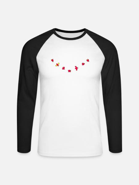 Birdies - T-shirt baseball manches longues Homme - blanc/noir