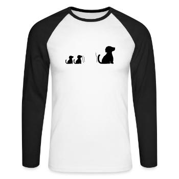 Familie brave sitzende Hunde - Unisex Baseballshirt langarm - Weiß/Schwarz - Vorne - Nik (191cm)