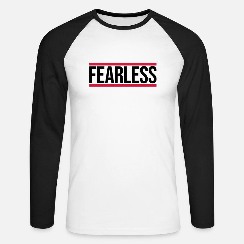 fearless Text Zitat Design - Unisex Baseballshirt langarm - Weiß/Schwarz