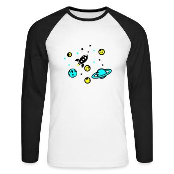 Univers - T-shirt baseball manches longues Homme - blanc/noir - Devant - Nik (191cm)