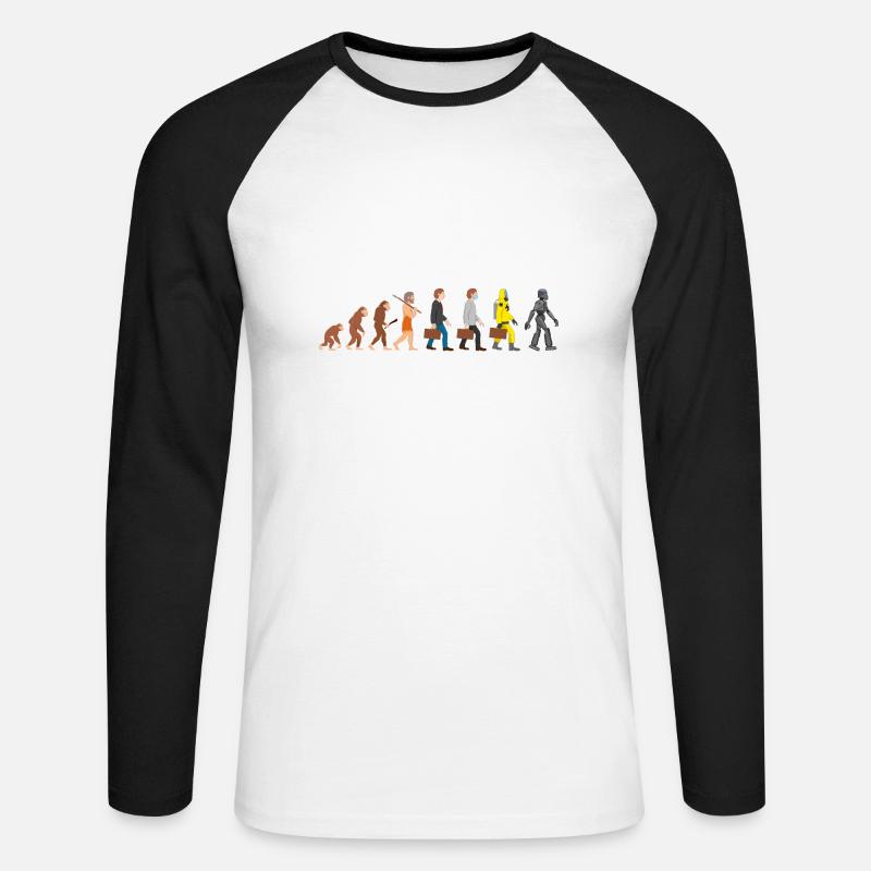 Evolution our future Dark - Unisex Long Sleeve Baseball T-Shirt - white/black