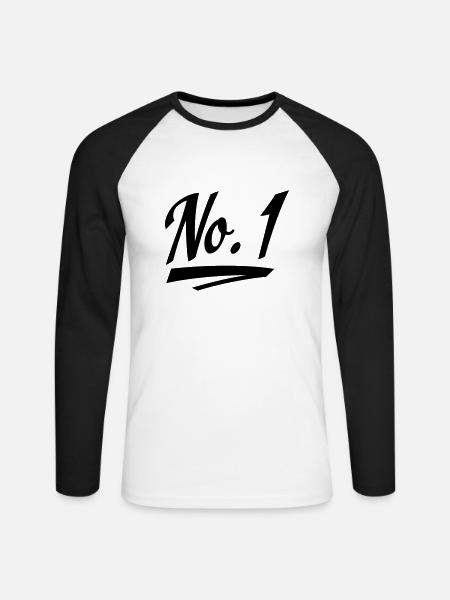 Nummer eins - Unisex Baseballshirt langarm - Weiß/Schwarz