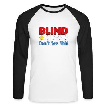 L’aveugle ne peut pas voir la merde - T-shirt baseball manches longues Homme - blanc/noir - Devant - Nik (191cm)