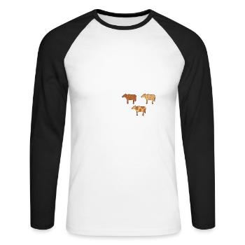 Quantencomputing mit Kühen Lustig Geschenk Kuhbit - Unisex Baseballshirt langarm - Weiß/Schwarz - Vorne - Nik (191cm)