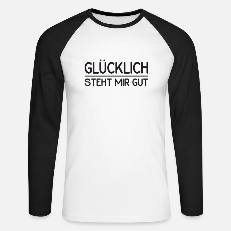 Glücklich steht mir gut - Unisex Baseballshirt langarm - Weiß/Schwarz