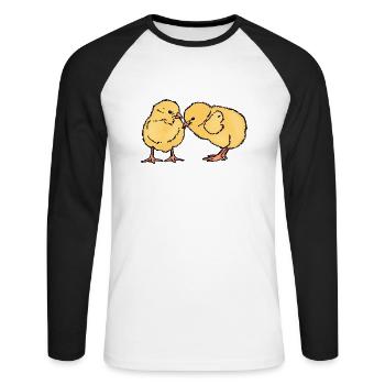 Two cute chicks - Unisex Long Sleeve Baseball T-Shirt - white/black - Front - Nik (191cm)