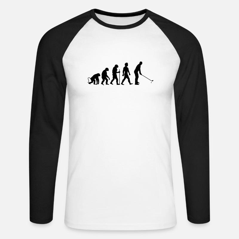 evolution golf - Unisex Baseballshirt langarm - Weiß/Schwarz