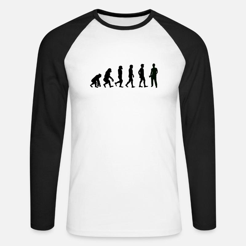 Evolution Bauarbeiter schwarz - Unisex Baseballshirt langarm - Weiß/Schwarz