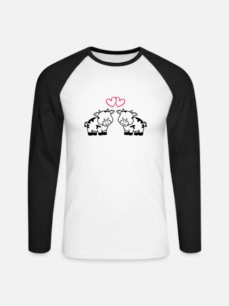 cows in love - Unisex Baseballshirt langarm - Weiß/Schwarz