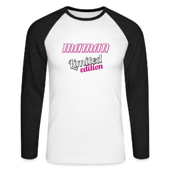MAMAN LIMITED EDITION - Unisex Long Sleeve Baseball T-Shirt - white/black - Front - Nik (191cm)