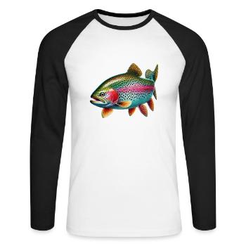 Truite arc-en-ciel - T-shirt baseball manches longues Homme - blanc/noir - Devant - Nik (191cm)