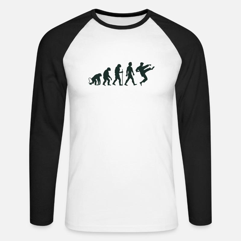karate evolution - Unisex Baseballshirt langarm - Weiß/Schwarz