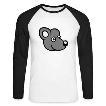 Maus Mäuschen Süße Kleine Ratte Nager Lustig Comic - Unisex Baseballshirt langarm - Weiß/Schwarz - Vorne - Nik (191cm)