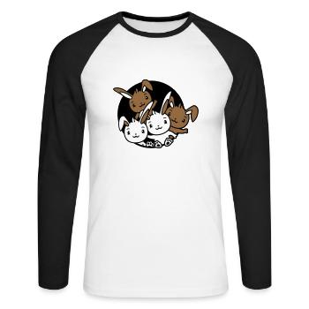 4 Bunnies Friends Team Crew Hole Quatre frères et sœurs - T-shirt baseball manches longues Homme - blanc/noir - Devant - Nik (191cm)
