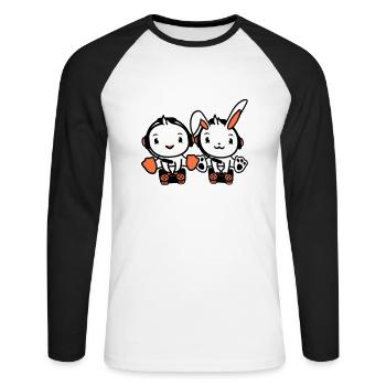 Bunny Bird Chick 2 Gamer Gaming Play Controller - Unisex Long Sleeve Baseball T-Shirt - white/black - Front - Nik (191cm)