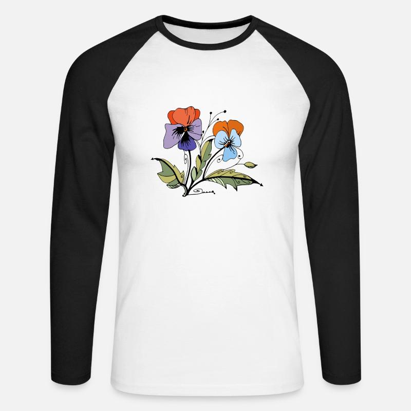 Flowers - Unisex Long Sleeve Baseball T-Shirt - white/black