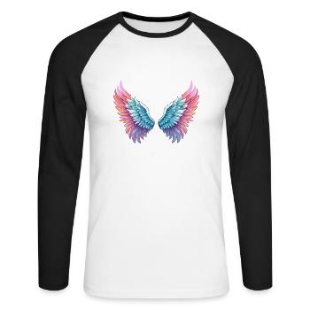 angelwings,engelsflügel,graffiti,malerei,bunt - Unisex Baseballshirt langarm - Weiß/Schwarz - Vorne - Nik (191cm)