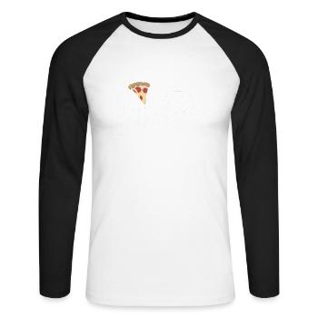 Pizza - Design pour les amateurs de restauration rapide - T-shirt baseball manches longues Homme - blanc/noir - Devant - Nik (191cm)