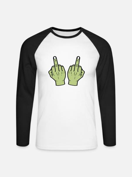 Middle Finger Hand - Unisex Long Sleeve Baseball T-Shirt - white/black