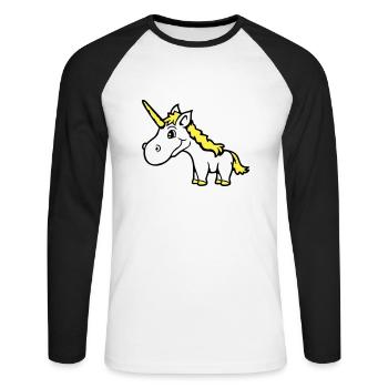 Licorne rose mignon mignon sympathique cheval de dessin animé - T-shirt baseball manches longues Homme - blanc/noir - Devant - Nik (191cm)