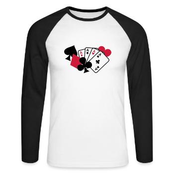Poker - T-shirt baseball manches longues Homme - blanc/noir - Devant - Nik (191cm)