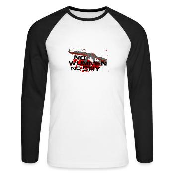 wummen - Unisex Baseballshirt langarm - Weiß/Schwarz - Vorne - Nik (191cm)