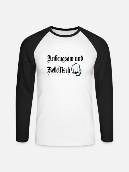 unbeugsan rebellisch - Unisex Baseballshirt langarm - Weiß/Schwarz