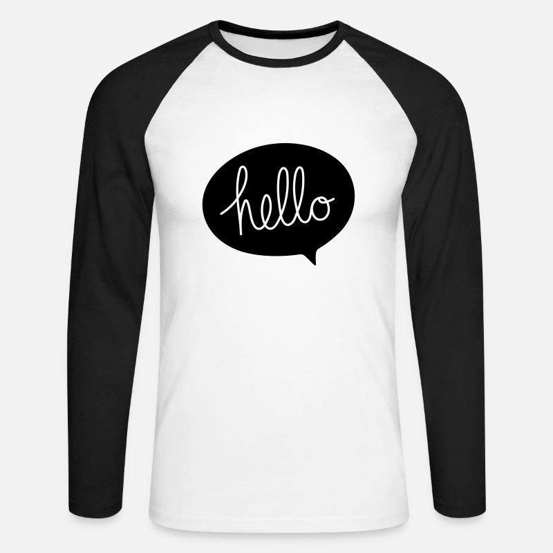 HELLO Sprechblase - Unisex Baseballshirt langarm - Weiß/Schwarz