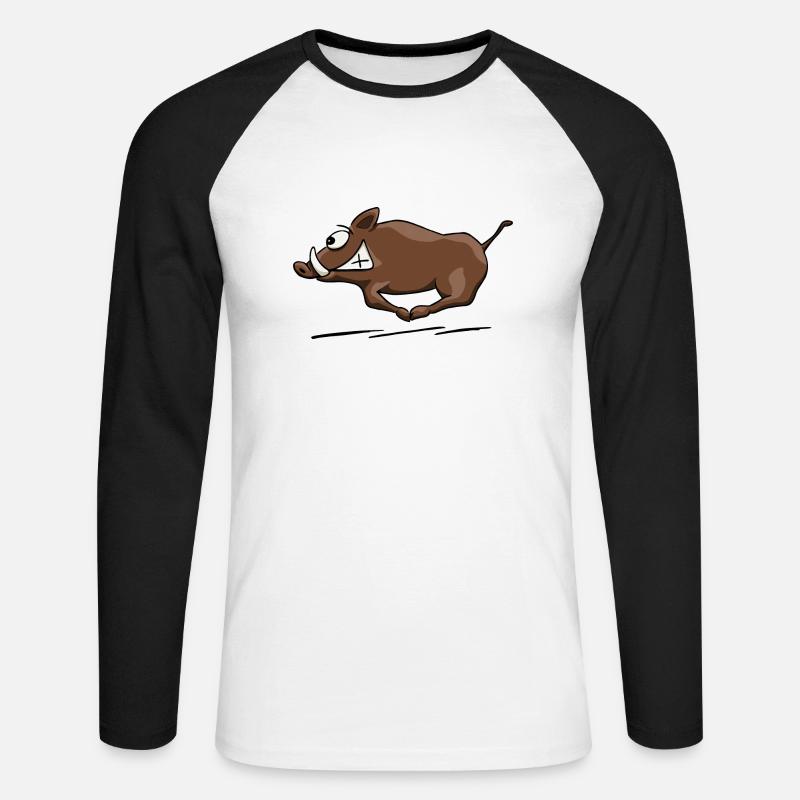 Wildschwein sauwild - Unisex Baseballshirt langarm - Weiß/Schwarz