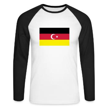German Turkish flag - Unisex Long Sleeve Baseball T-Shirt - white/black - Front - Nik (191cm)