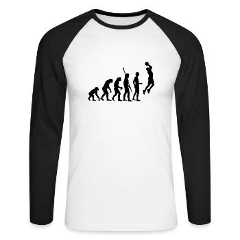 evolution_basketball_b_1c - T-shirt baseball manches longues Homme - blanc/noir - Devant - Nik (191cm)