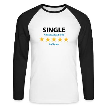 5 Star Single - 30 + - Unisex Long Sleeve Baseball T-Shirt - white/black - Front - Nik (191cm)