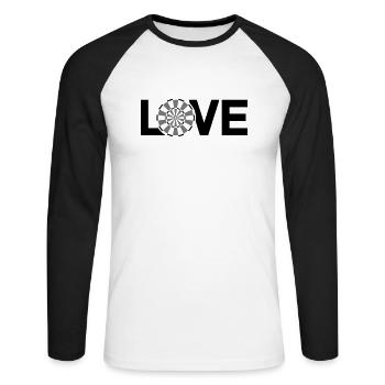 Dart Love 2C - Unisex Baseballshirt langarm - Weiß/Schwarz - Vorne - Nik (191cm)