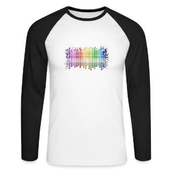 Streu-Equalizer - Unisex Baseballshirt langarm - Weiß/Schwarz - Vorne - Nik (191cm)