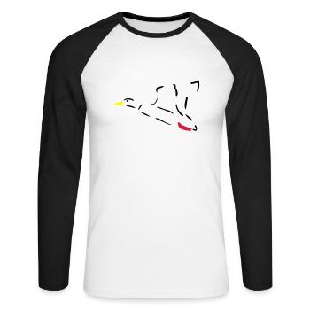 Ente - Unisex Baseballshirt langarm - Weiß/Schwarz - Vorne - Nik (191cm)