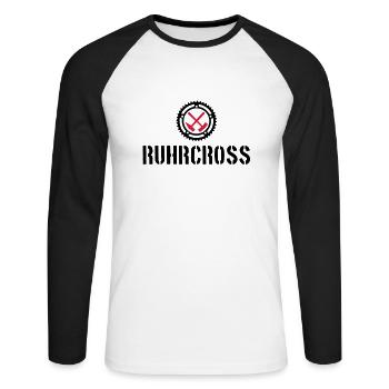 ruhrcross 3 - Unisex Baseballshirt langarm - Weiß/Schwarz - Vorne - Nik (191cm)