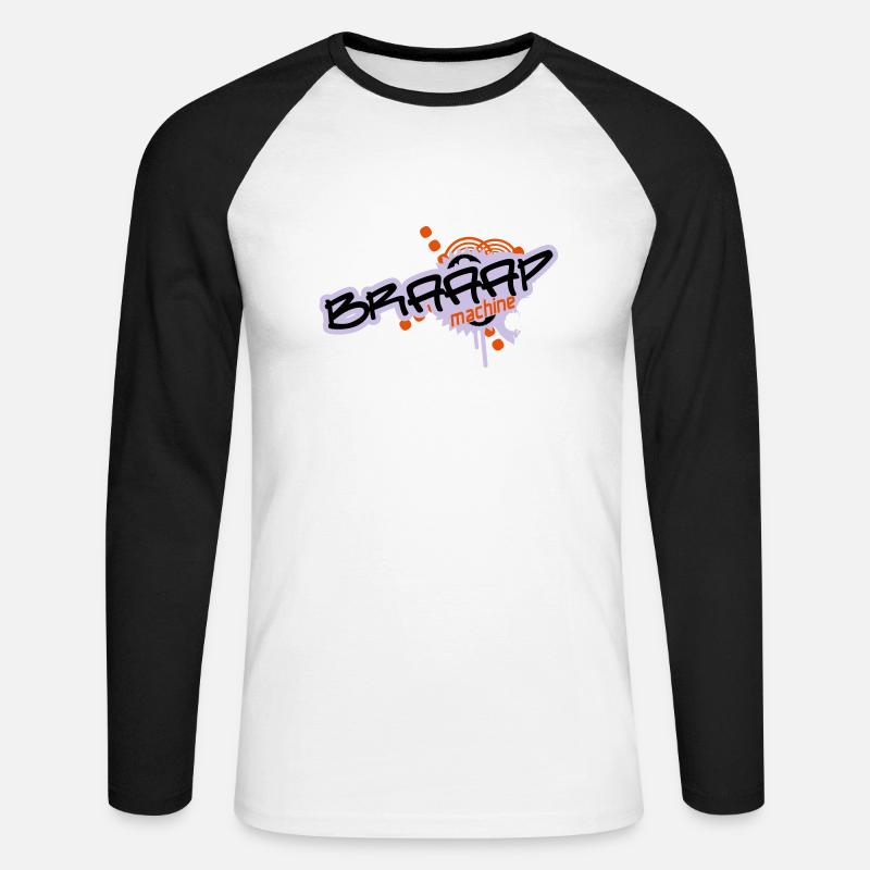 Braaap Machine - Unisex Baseballshirt langarm - Weiß/Schwarz