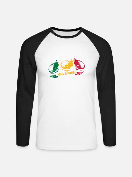 design sound reggea - T-shirt baseball manches longues Homme - blanc/noir