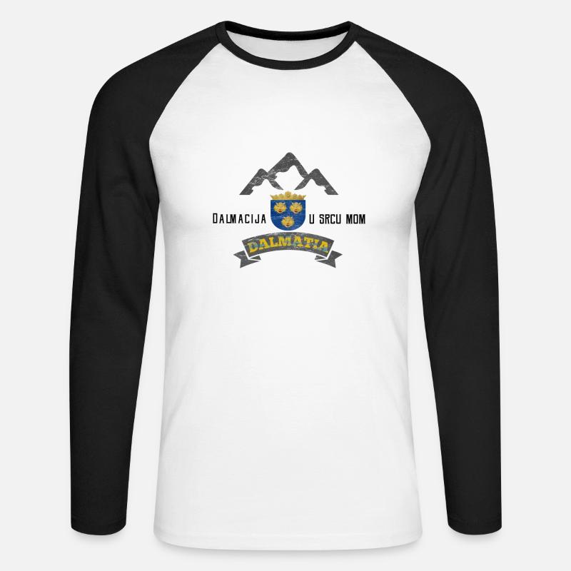 Dalmacija u Srcu mom - Unisex Baseballshirt langarm - Weiß/Schwarz