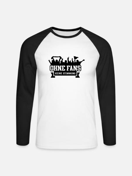 Ohne Fans keine Stimmung - Unisex Baseballshirt langarm - Weiß/Schwarz
