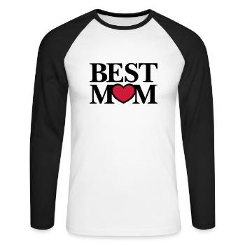 Best Mom - Unisex Baseballshirt langarm - Weiß/Schwarz - Vorne - Nik (191cm)