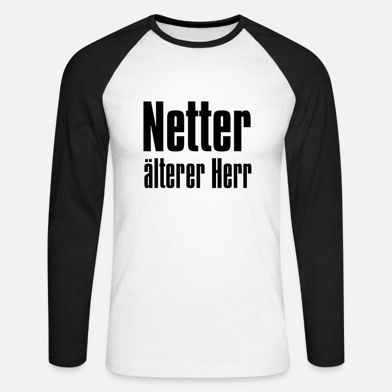 netter, älterer Herr - Unisex Baseballshirt langarm - Weiß/Schwarz