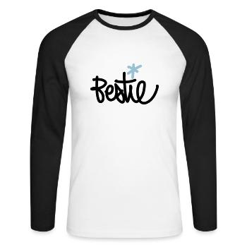 Bestie - Beste Freundin - Unisex Baseballshirt langarm - Weiß/Schwarz - Vorne - Nik (191cm)
